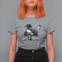 Stupid Canadian Wolf Birds T Shirt For Women Funny Common Loon Viral Hockey Romance - Wonder Print Shop