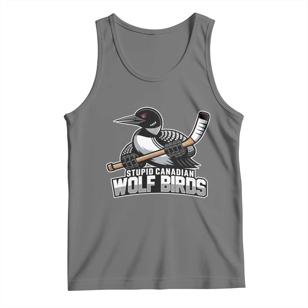 Stupid Canadian Wolf Birds Tank Top Funny Common Loon Viral Hockey Romance - Wonder Print Shop