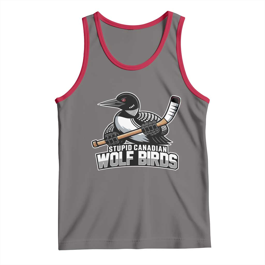 Stupid Canadian Wolf Birds Tank Top Funny Common Loon Viral Hockey Romance - Wonder Print Shop