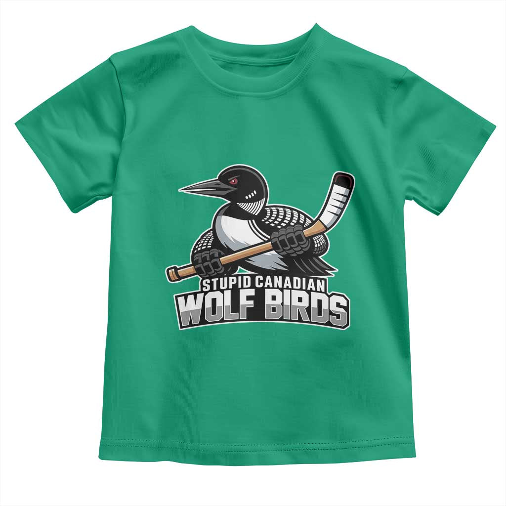 Stupid Canadian Wolf Birds Toddler T Shirt Funny Common Loon Viral Hockey Romance - Wonder Print Shop