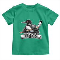 Stupid Canadian Wolf Birds Toddler T Shirt Funny Common Loon Viral Hockey Romance - Wonder Print Shop