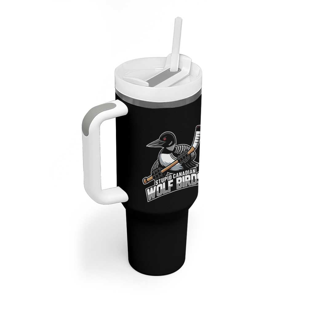 Stupid Canadian Wolf Birds Tumbler With Handle Funny Common Loon Viral Hockey Romance - Wonder Print Shop