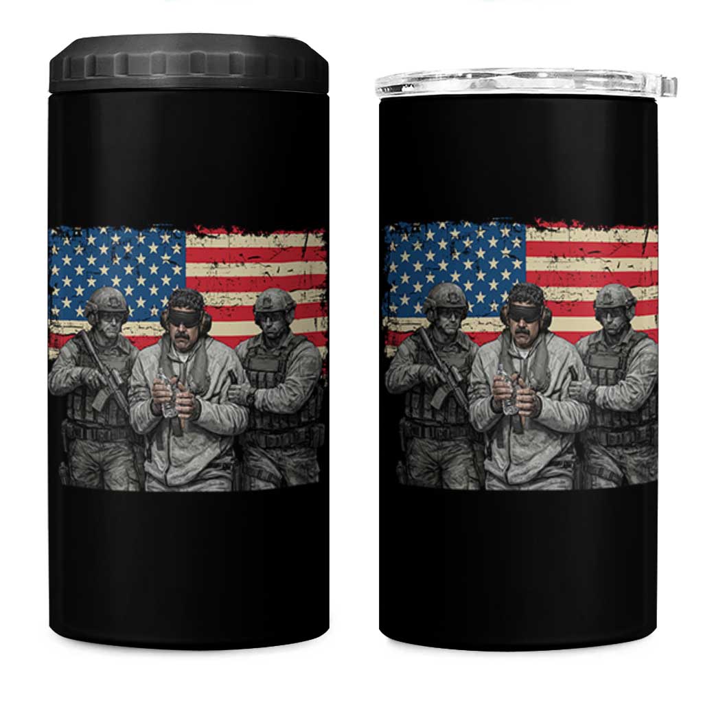 Captured Dictator Maduro 4 in 1 Can Cooler Tumbler Special Forces Justice Operation American Flag - Wonder Print Shop