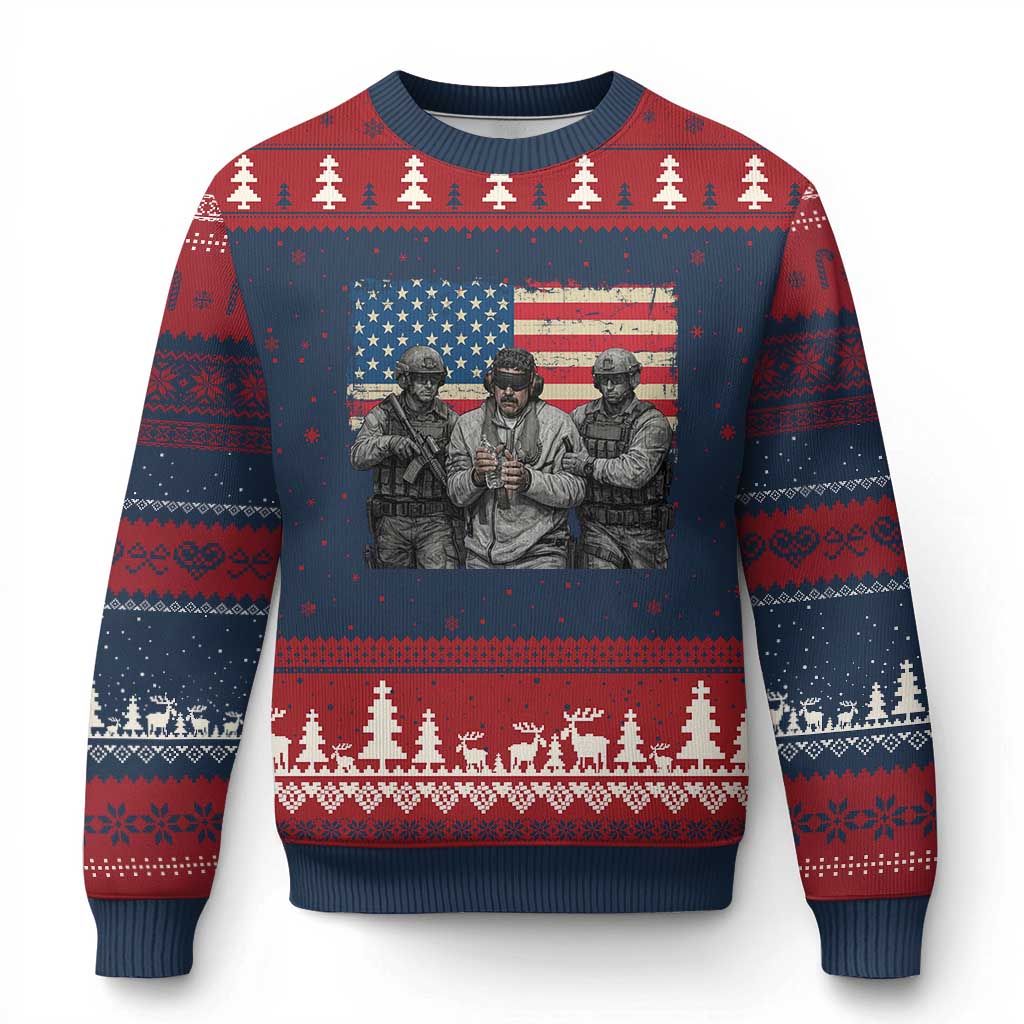 Captured Dictator Maduro Ugly Christmas Sweater Special Forces Justice Operation American Flag - Wonder Print Shop