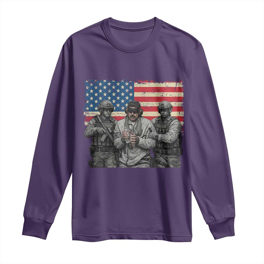 Captured Dictator Maduro Long Sleeve Shirt Special Forces Justice Operation American Flag - Wonder Print Shop