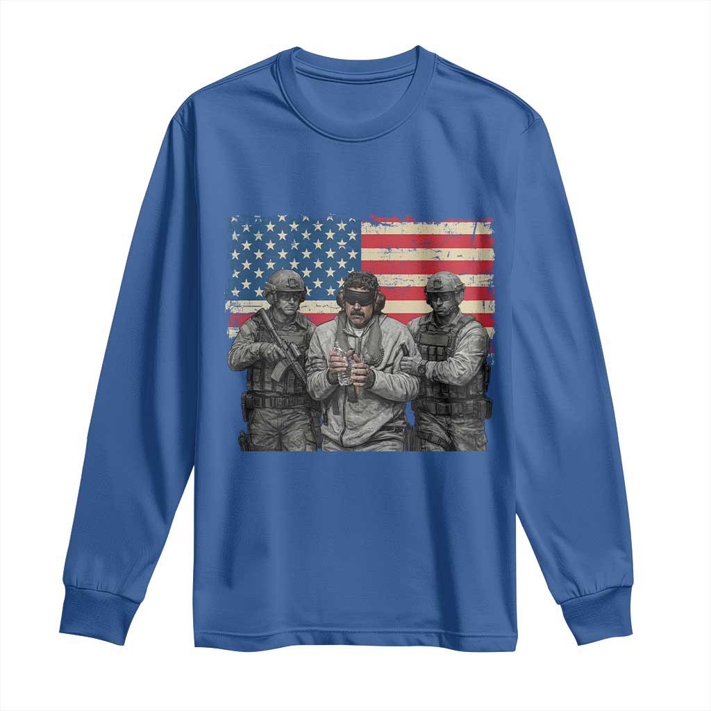 Captured Dictator Maduro Long Sleeve Shirt Special Forces Justice Operation American Flag - Wonder Print Shop