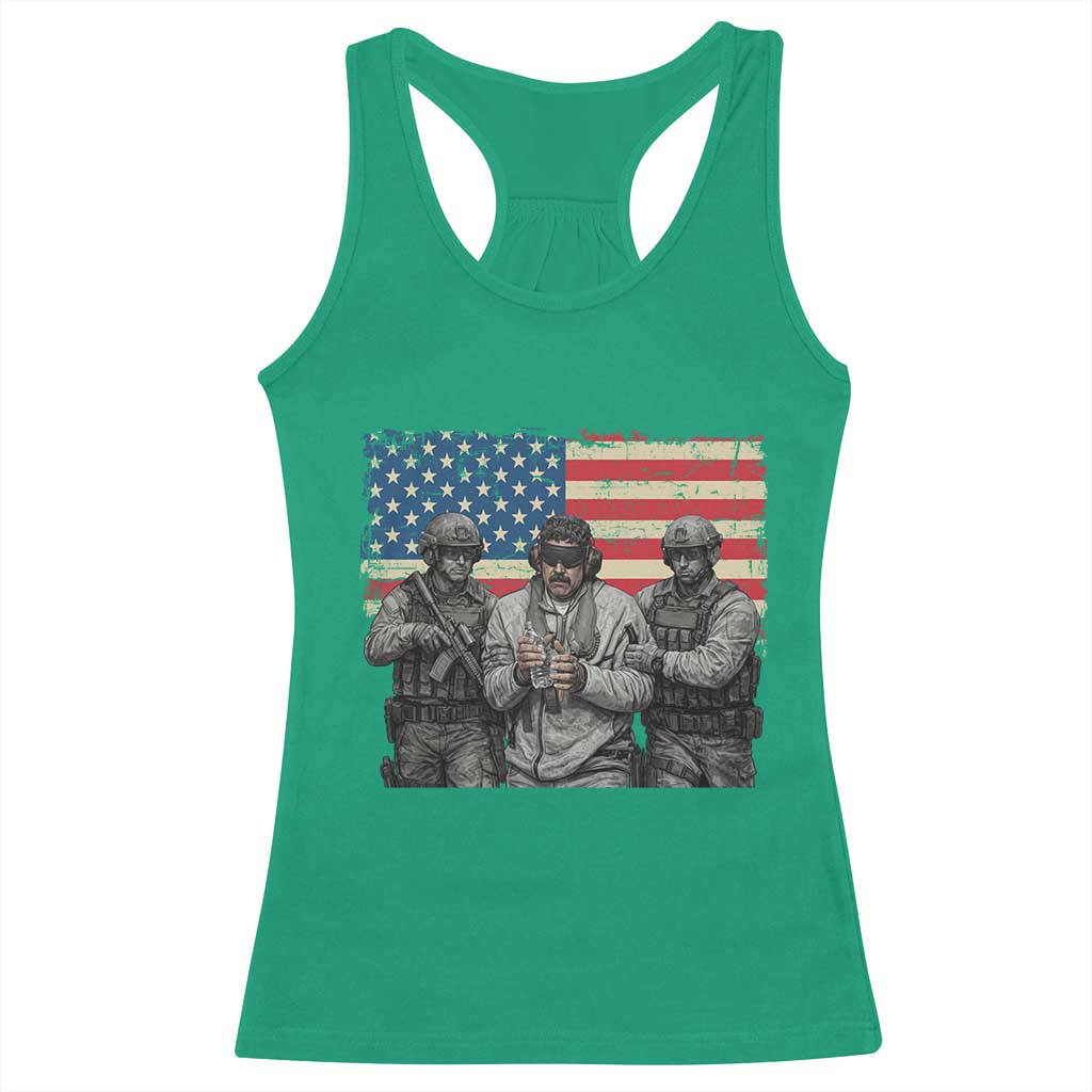 Captured Dictator Maduro Racerback Tank Top Special Forces Justice Operation American Flag - Wonder Print Shop