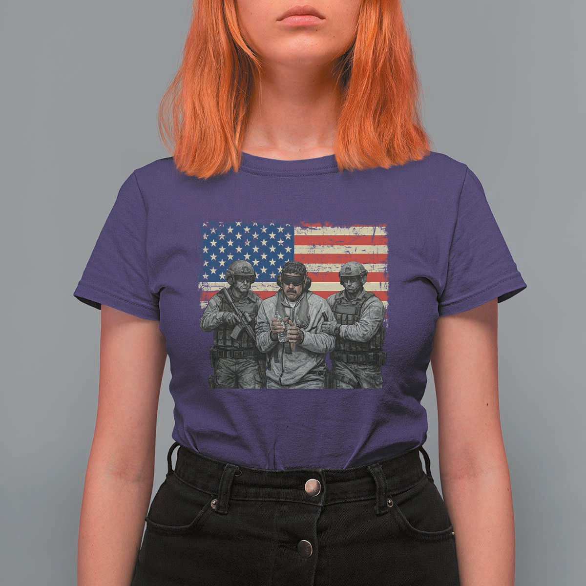 Captured Dictator Maduro T Shirt For Women Special Forces Justice Operation American Flag - Wonder Print Shop