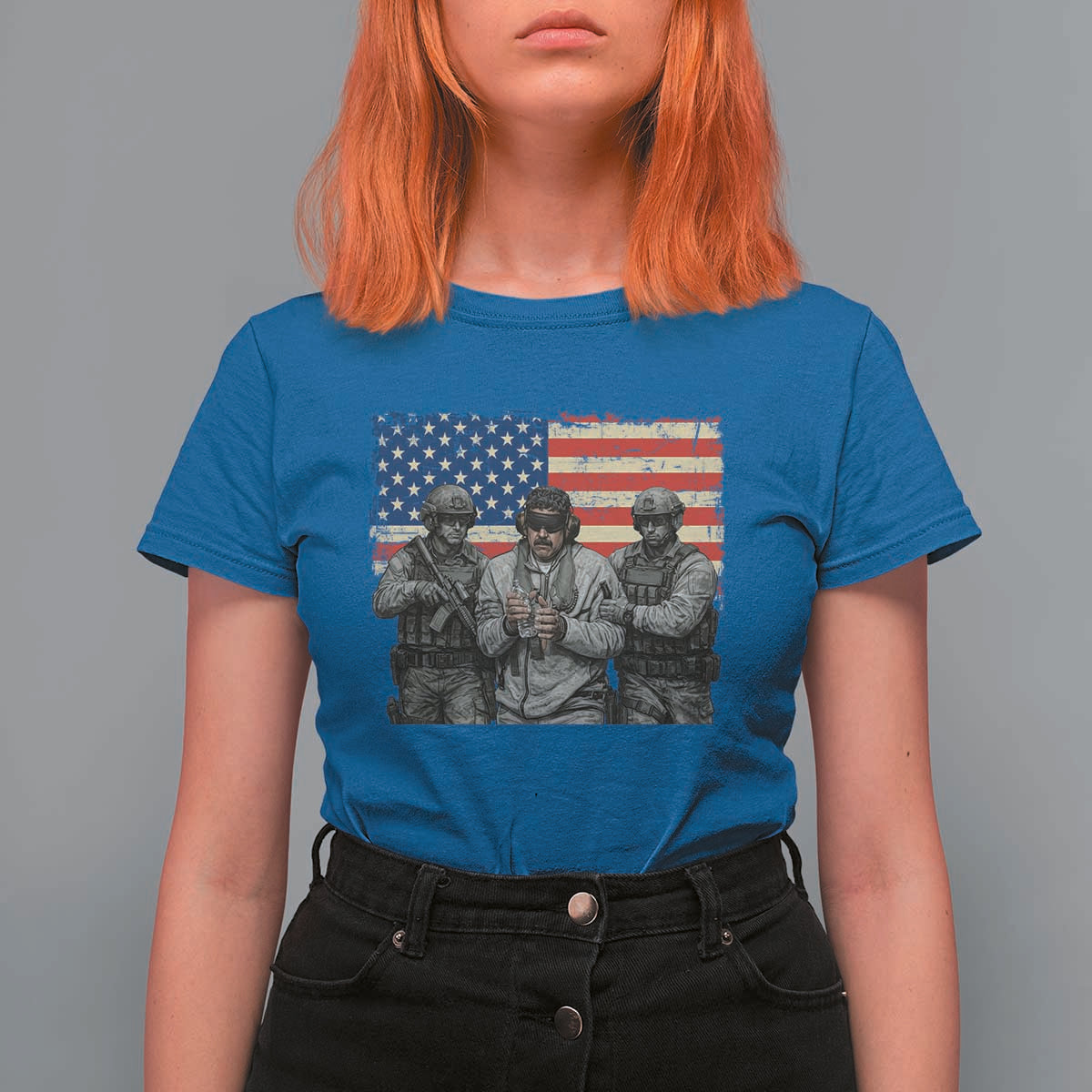 Captured Dictator Maduro T Shirt For Women Special Forces Justice Operation American Flag - Wonder Print Shop