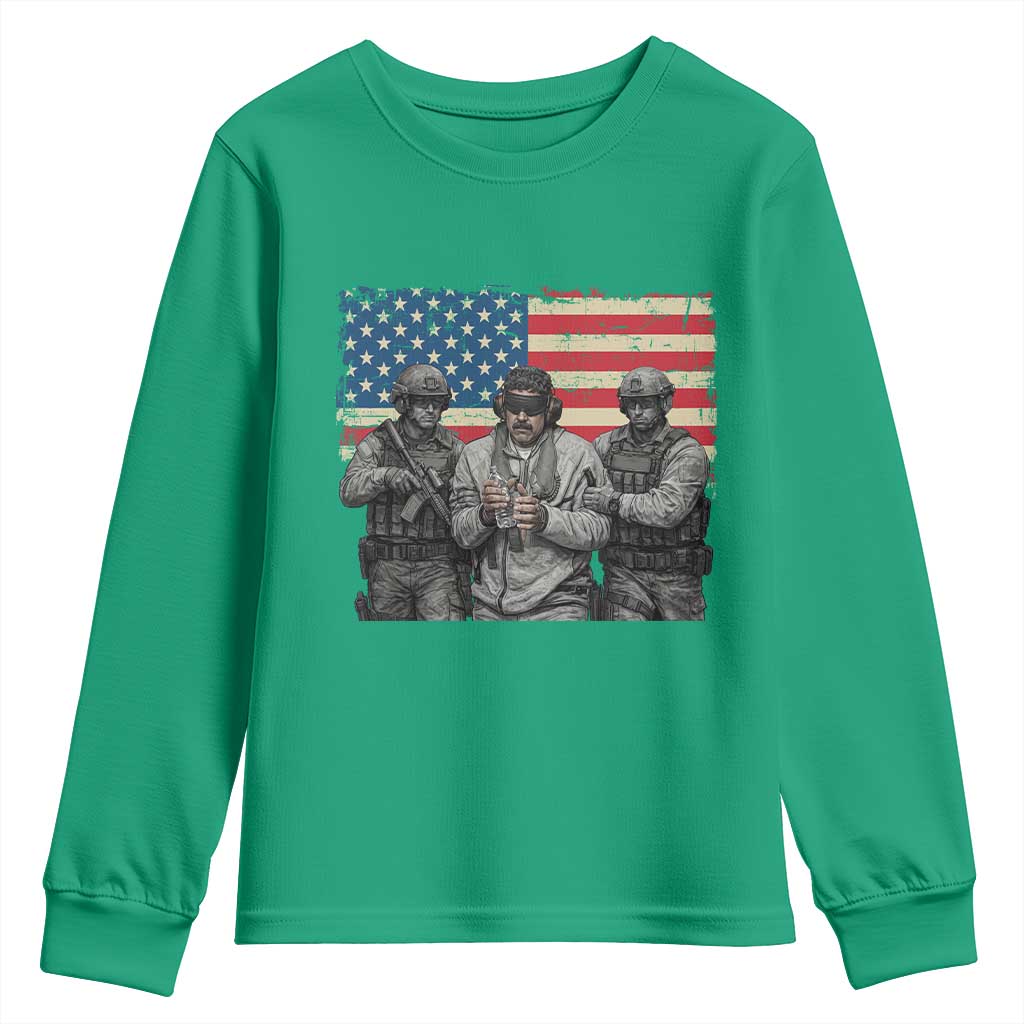 Captured Dictator Maduro Youth Sweatshirt Special Forces Justice Operation American Flag - Wonder Print Shop