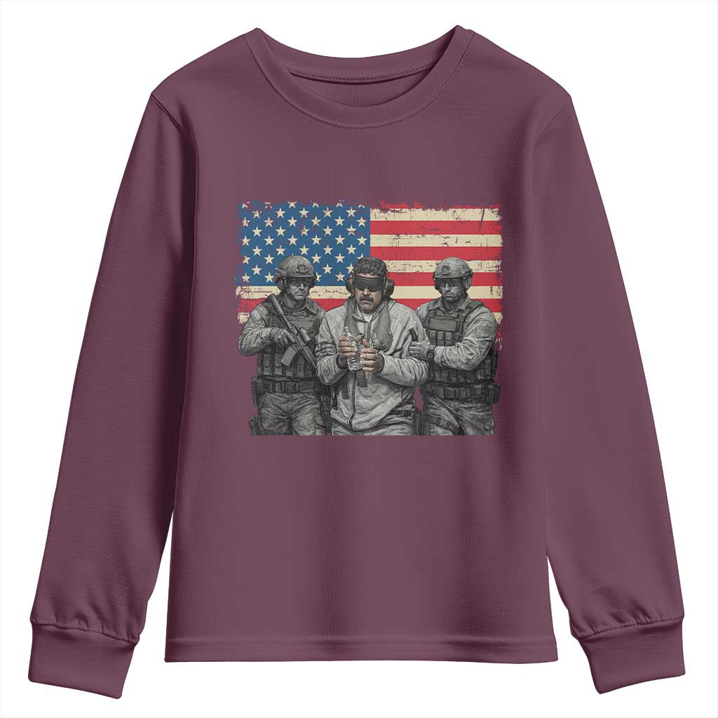 Captured Dictator Maduro Youth Sweatshirt Special Forces Justice Operation American Flag - Wonder Print Shop