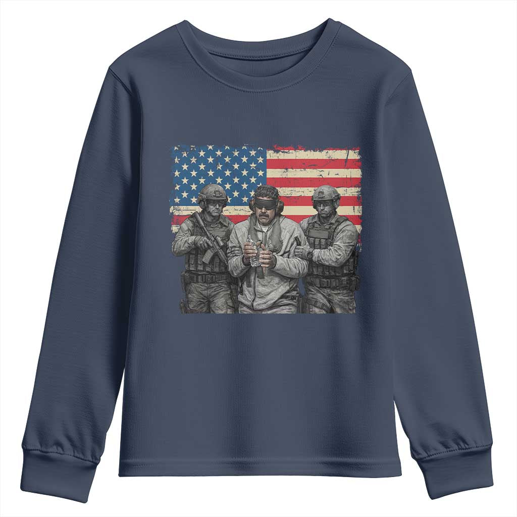 Captured Dictator Maduro Youth Sweatshirt Special Forces Justice Operation American Flag - Wonder Print Shop
