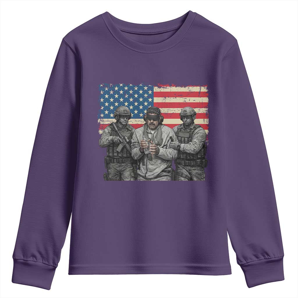 Captured Dictator Maduro Youth Sweatshirt Special Forces Justice Operation American Flag - Wonder Print Shop