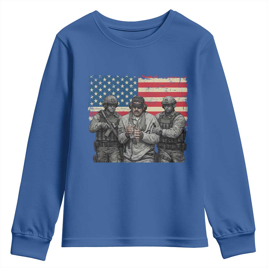 Captured Dictator Maduro Youth Sweatshirt Special Forces Justice Operation American Flag - Wonder Print Shop