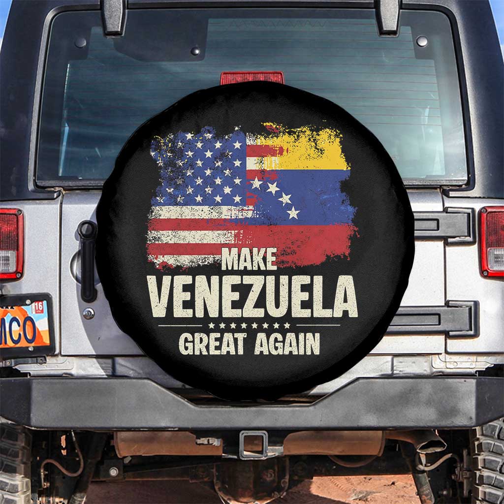 Make Venezuela Great Again Spare Tire Cover Distressed US  and Venezuela Flag Unity - Wonder Print Shop