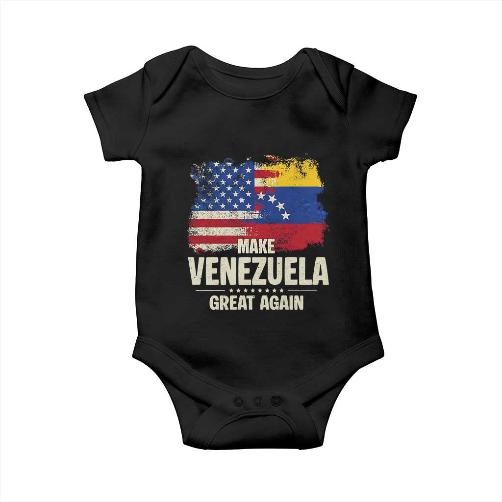 Make Venezuela Great Again Baby Onesie Distressed US  and Venezuela Flag Unity - Wonder Print Shop