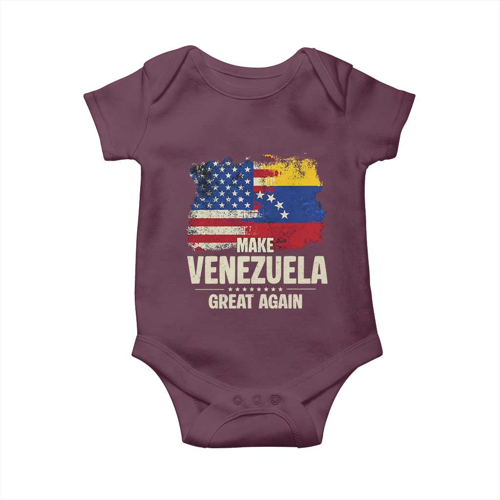 Make Venezuela Great Again Baby Onesie Distressed US  and Venezuela Flag Unity - Wonder Print Shop