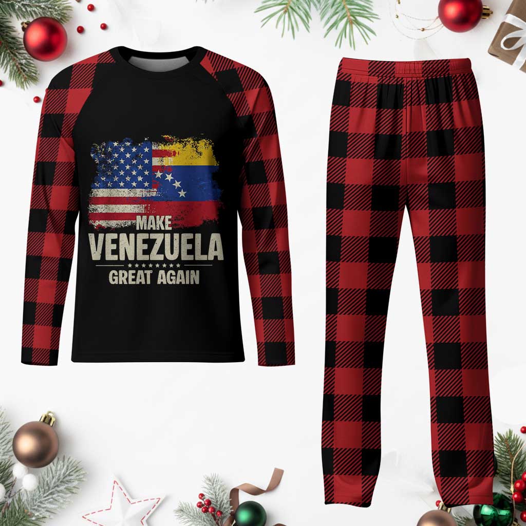 Make Venezuela Great Again Plaid Pajama Set Distressed US  and Venezuela Flag Unity - Wonder Print Shop