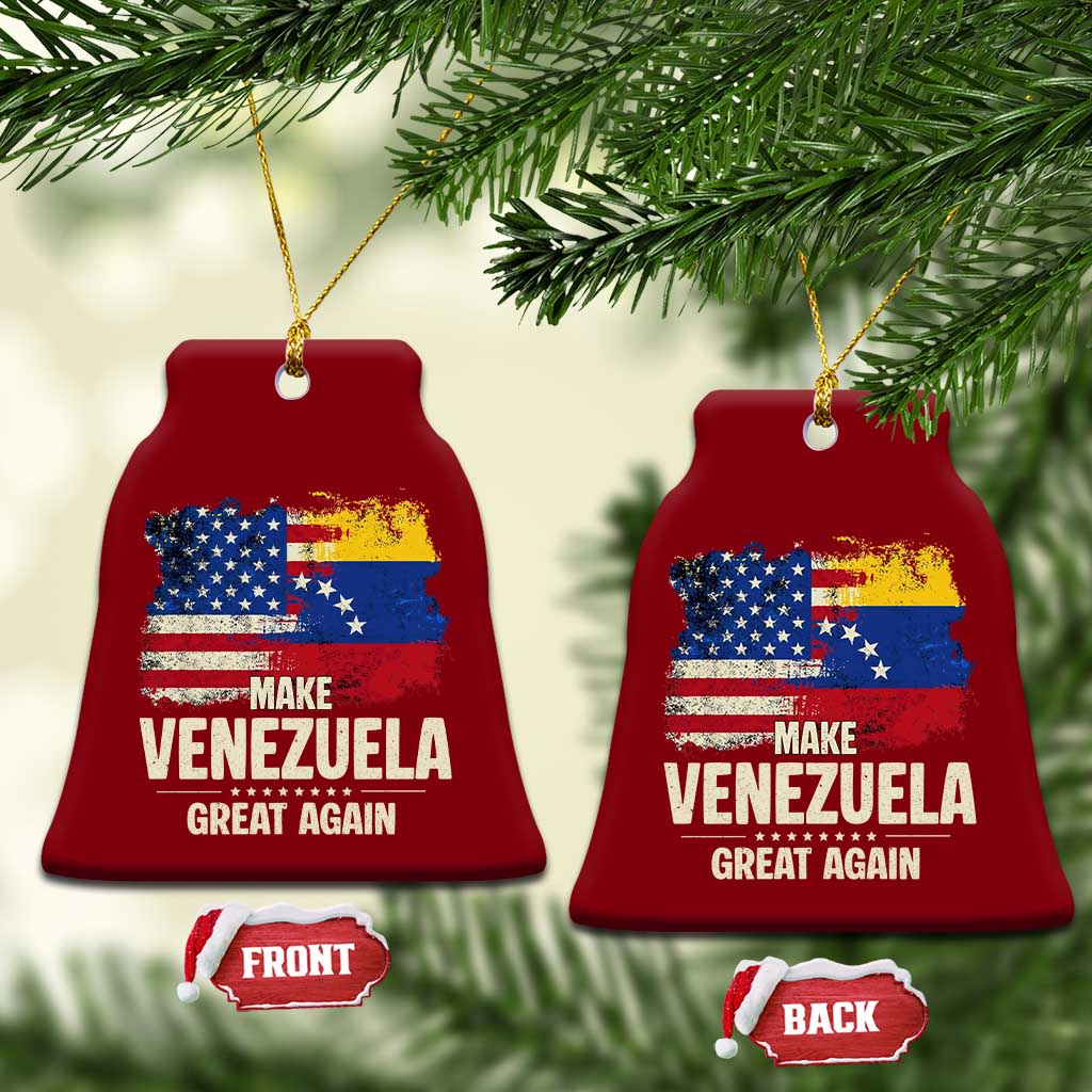 Make Venezuela Great Again Ceramic Ornament Distressed US  and Venezuela Flag Unity - Wonder Print Shop