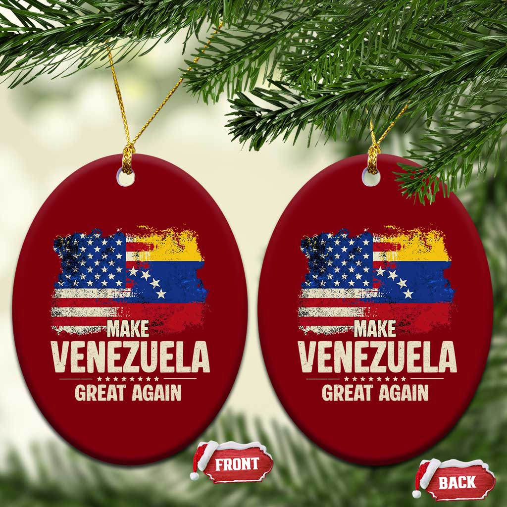Make Venezuela Great Again Ceramic Ornament Distressed US  and Venezuela Flag Unity - Wonder Print Shop