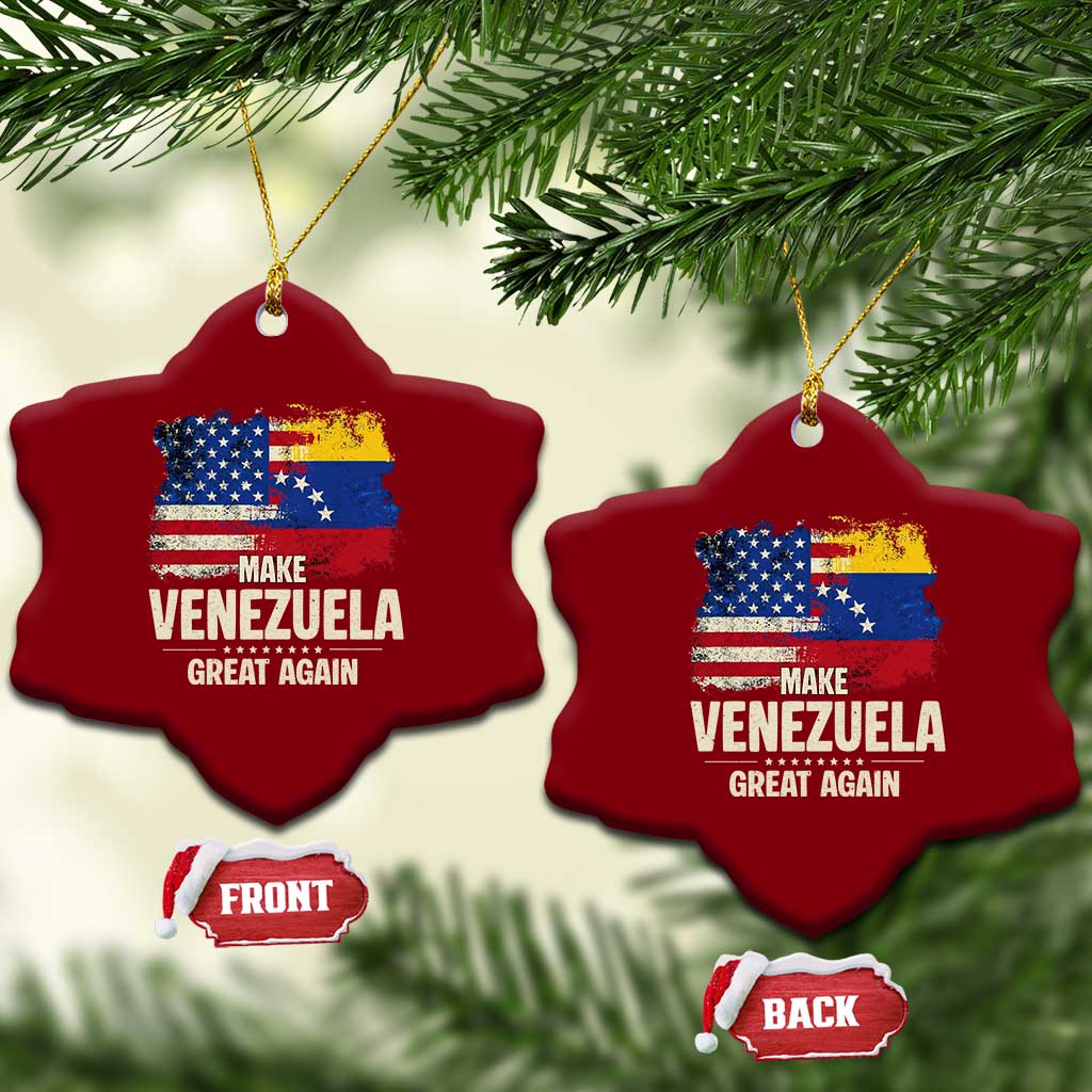 Make Venezuela Great Again Ceramic Ornament Distressed US  and Venezuela Flag Unity - Wonder Print Shop