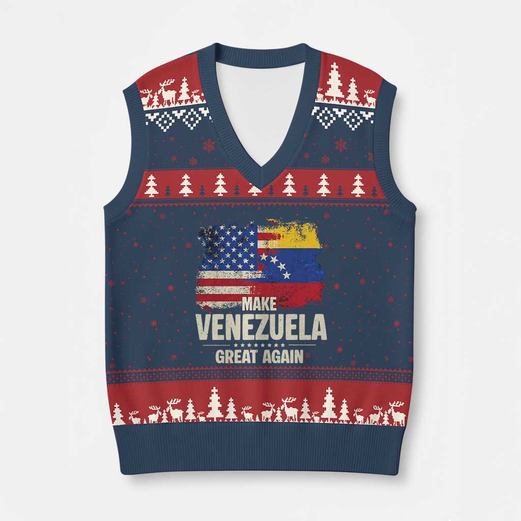 Make Venezuela Great Again V-Neck Knit Sweater Vest Distressed US  and Venezuela Flag Unity - Wonder Print Shop