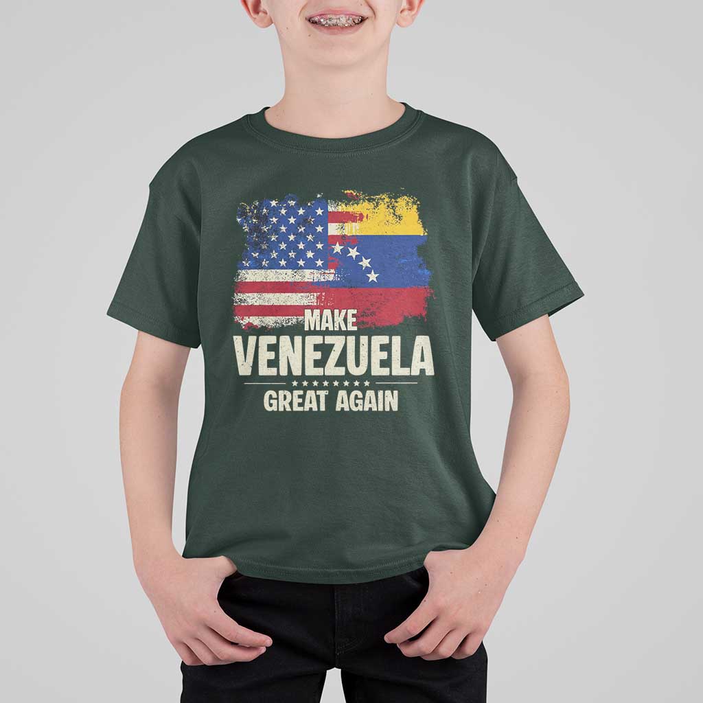 Make Venezuela Great Again T Shirt For Kid Distressed US  and Venezuela Flag Unity - Wonder Print Shop
