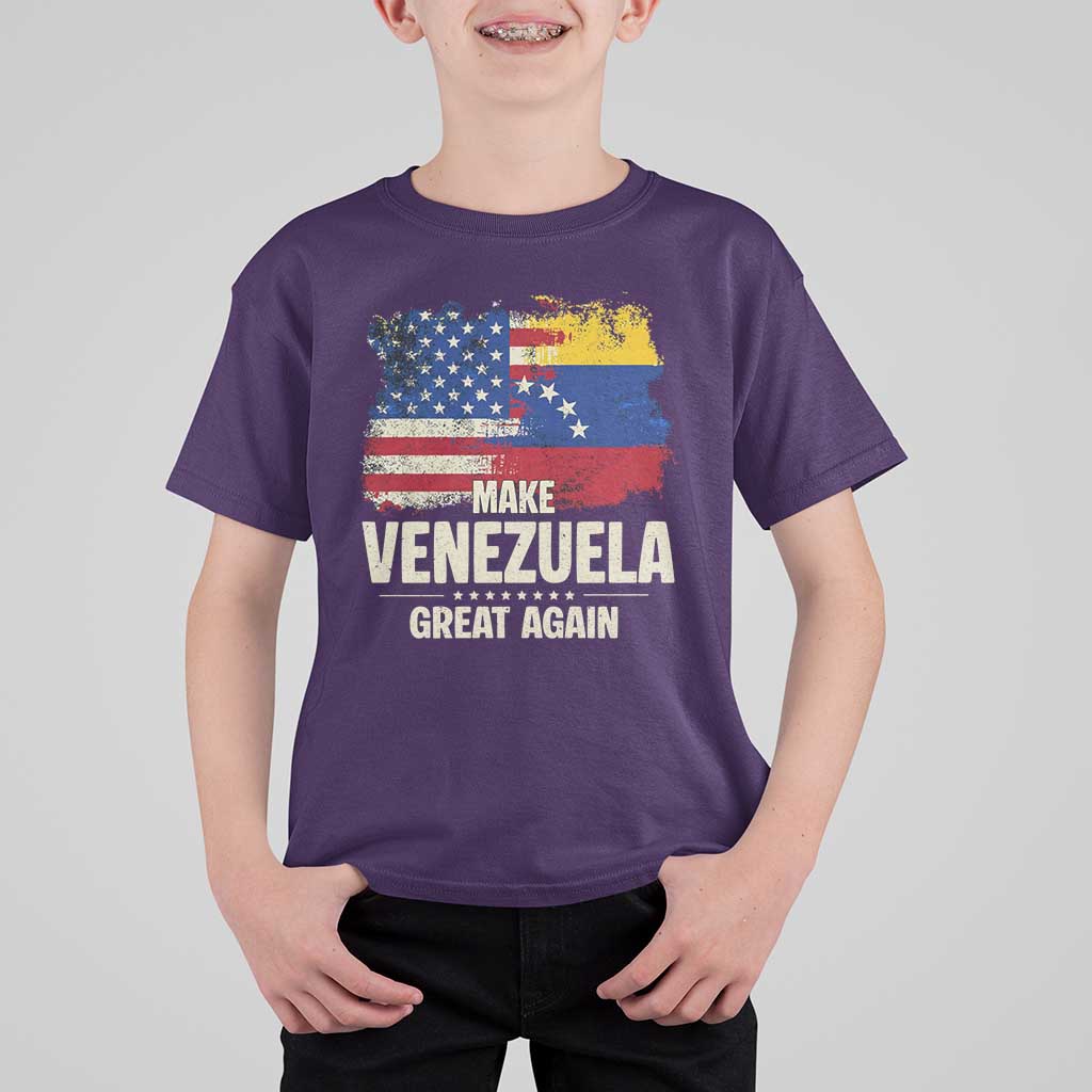 Make Venezuela Great Again T Shirt For Kid Distressed US  and Venezuela Flag Unity - Wonder Print Shop