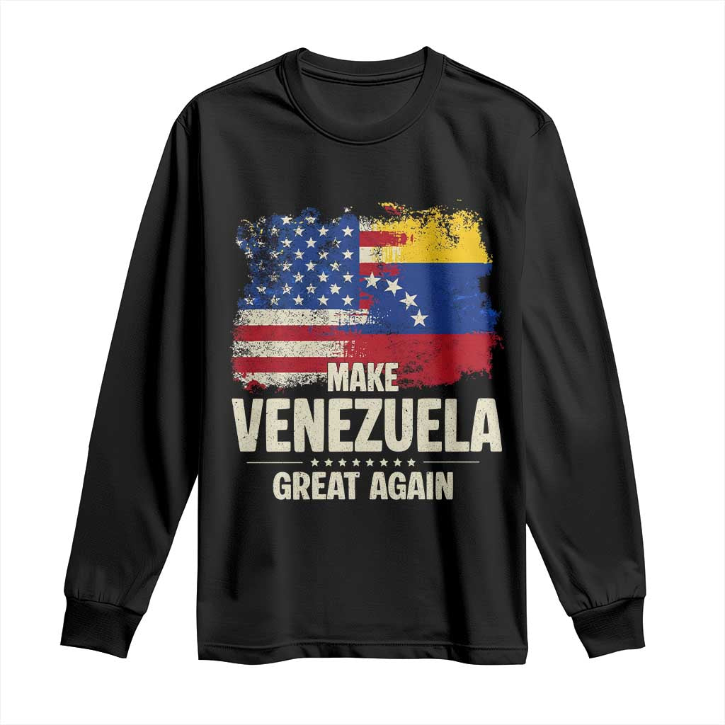 Make Venezuela Great Again Long Sleeve Shirt Distressed US  and Venezuela Flag Unity - Wonder Print Shop