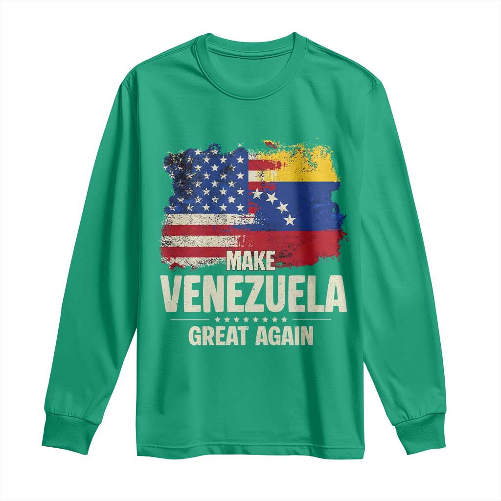 Make Venezuela Great Again Long Sleeve Shirt Distressed US  and Venezuela Flag Unity - Wonder Print Shop