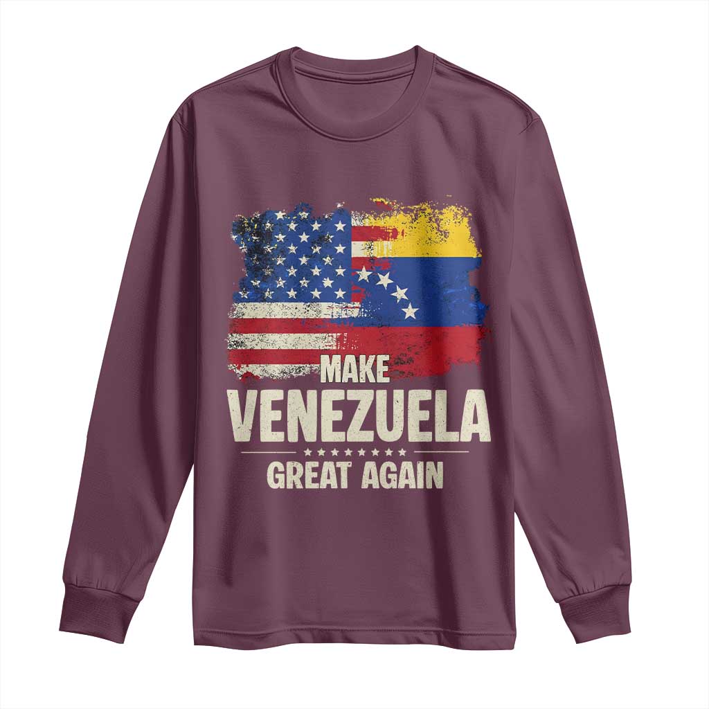 Make Venezuela Great Again Long Sleeve Shirt Distressed US  and Venezuela Flag Unity - Wonder Print Shop
