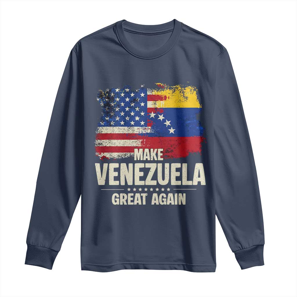 Make Venezuela Great Again Long Sleeve Shirt Distressed US  and Venezuela Flag Unity - Wonder Print Shop