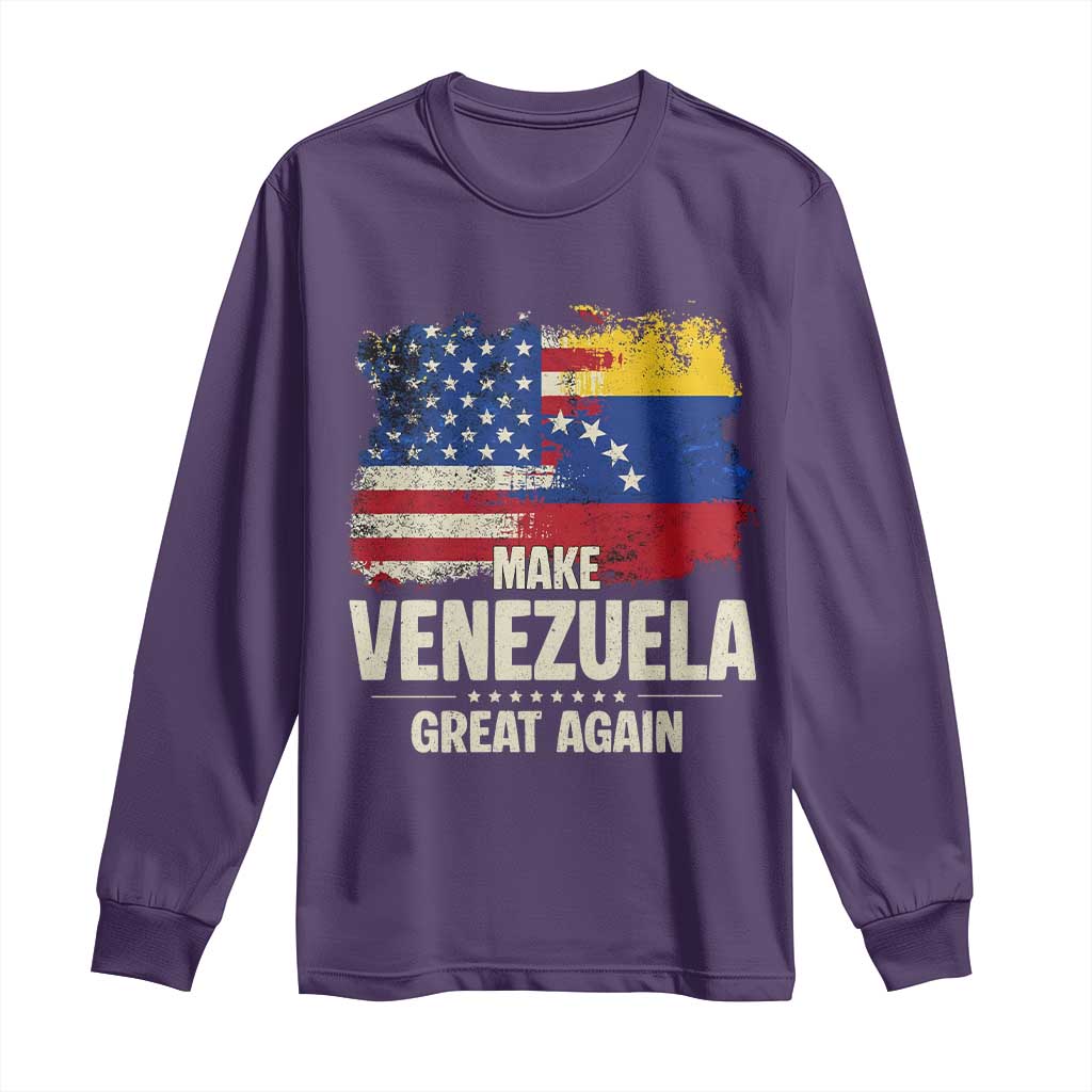 Make Venezuela Great Again Long Sleeve Shirt Distressed US  and Venezuela Flag Unity - Wonder Print Shop