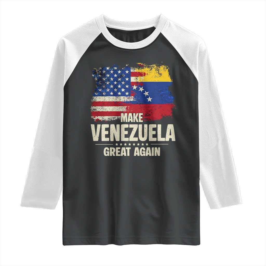 Make Venezuela Great Again Raglan Shirt Distressed US  and Venezuela Flag Unity - Wonder Print Shop