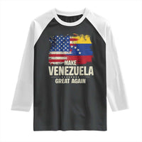 Make Venezuela Great Again Raglan Shirt Distressed US  and Venezuela Flag Unity - Wonder Print Shop