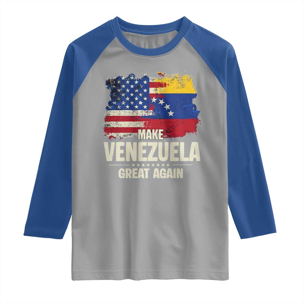 Make Venezuela Great Again Raglan Shirt Distressed US  and Venezuela Flag Unity - Wonder Print Shop