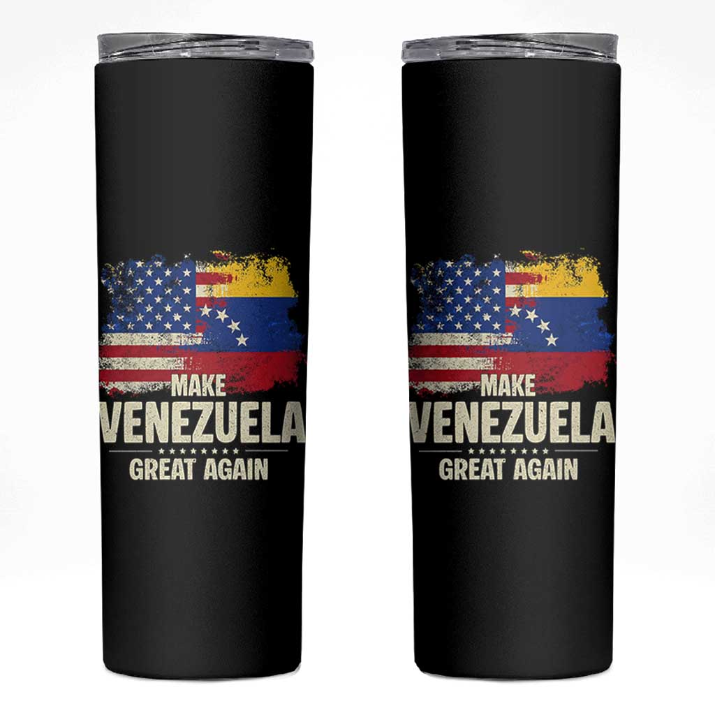 Make Venezuela Great Again Skinny Tumbler Distressed US  and Venezuela Flag Unity - Wonder Print Shop