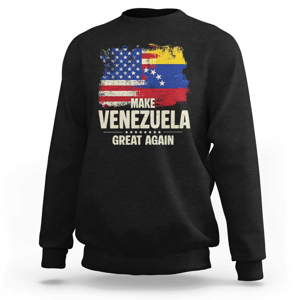 Make Venezuela Great Again Sweatshirt Distressed US  and Venezuela Flag Unity - Wonder Print Shop