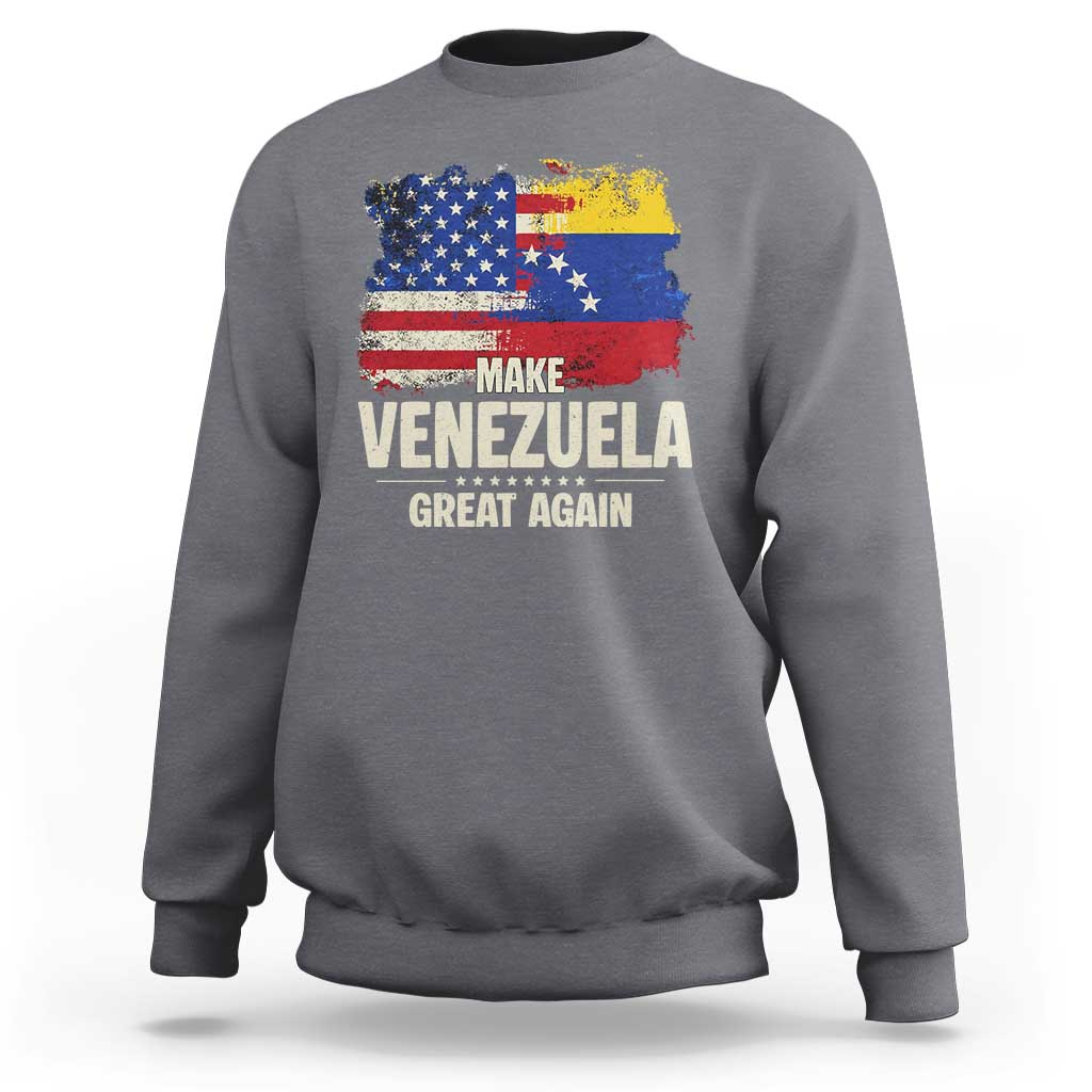 Make Venezuela Great Again Sweatshirt Distressed US  and Venezuela Flag Unity - Wonder Print Shop