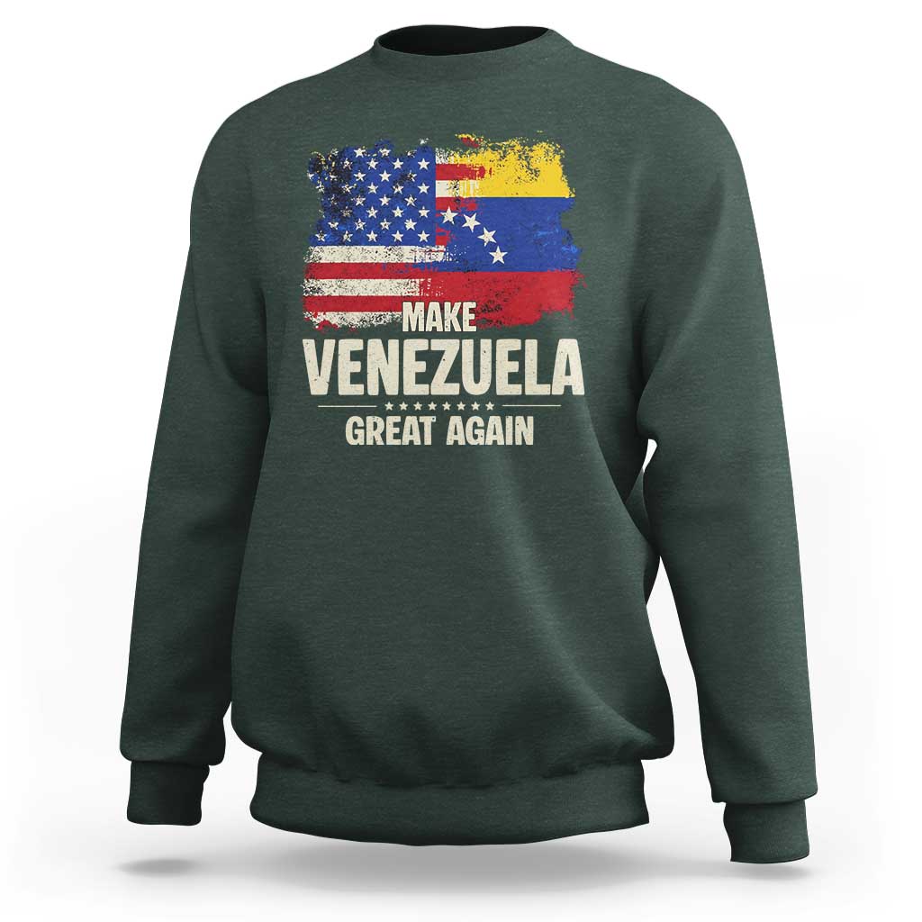 Make Venezuela Great Again Sweatshirt Distressed US  and Venezuela Flag Unity - Wonder Print Shop