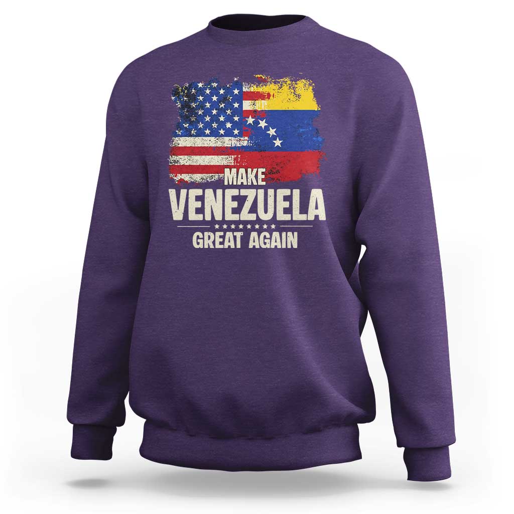 Make Venezuela Great Again Sweatshirt Distressed US  and Venezuela Flag Unity - Wonder Print Shop