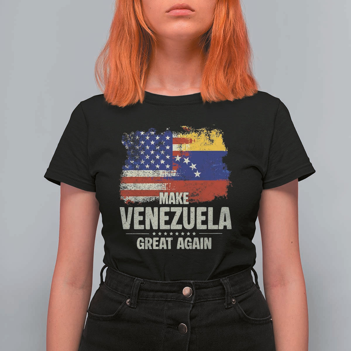 Make Venezuela Great Again T Shirt For Women Distressed US  and Venezuela Flag Unity - Wonder Print Shop