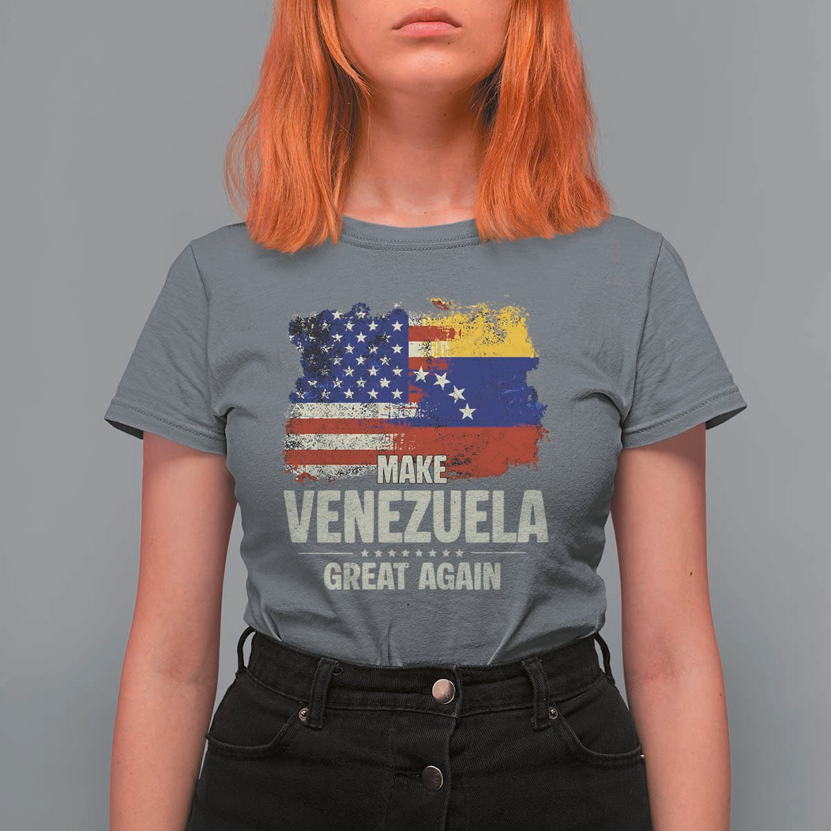 Make Venezuela Great Again T Shirt For Women Distressed US  and Venezuela Flag Unity - Wonder Print Shop