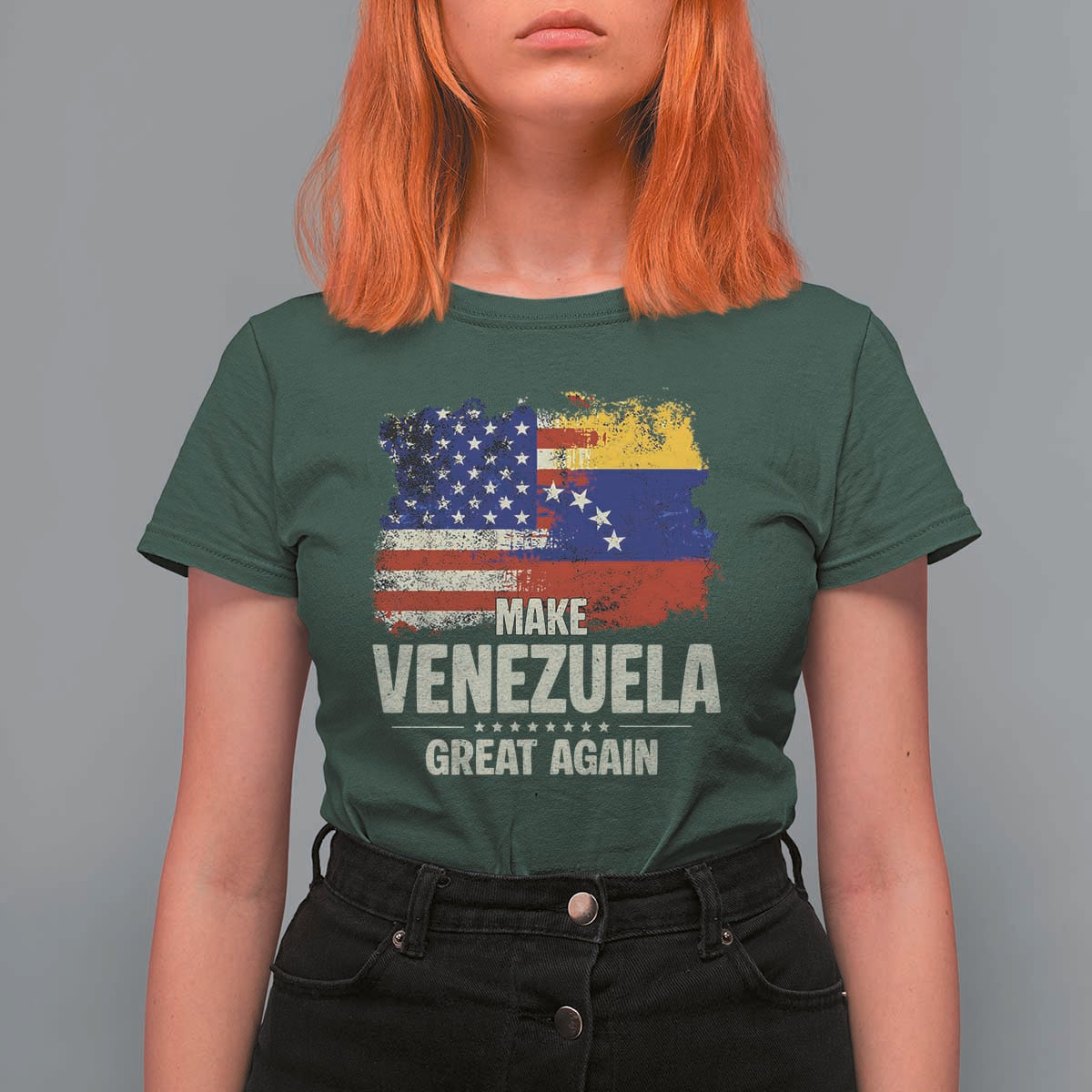 Make Venezuela Great Again T Shirt For Women Distressed US  and Venezuela Flag Unity - Wonder Print Shop