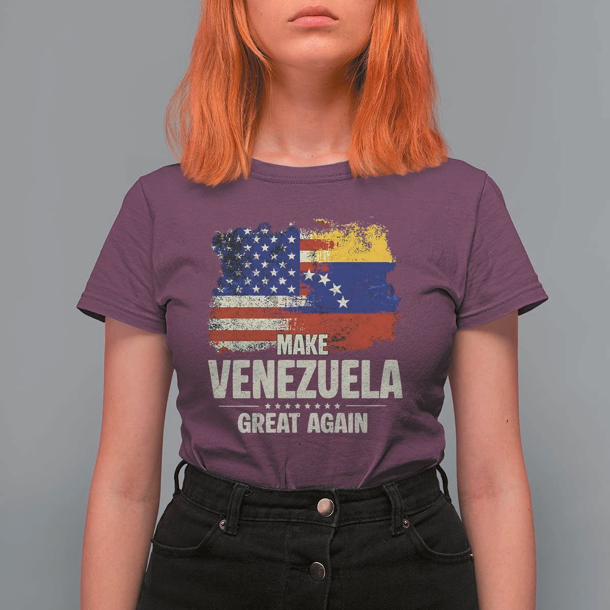Make Venezuela Great Again T Shirt For Women Distressed US  and Venezuela Flag Unity - Wonder Print Shop
