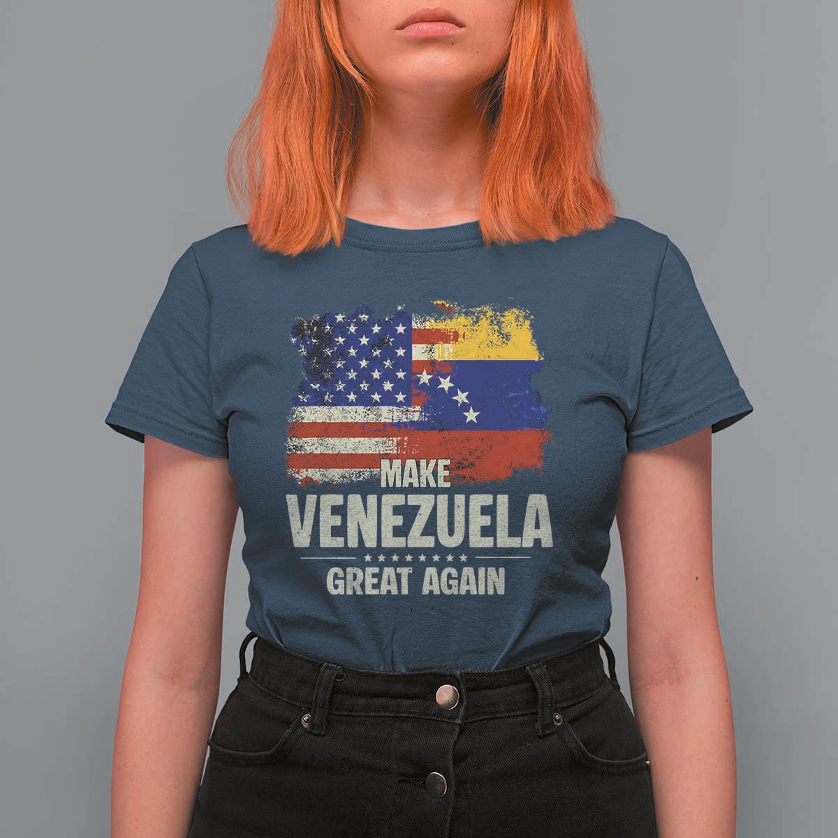 Make Venezuela Great Again T Shirt For Women Distressed US  and Venezuela Flag Unity - Wonder Print Shop