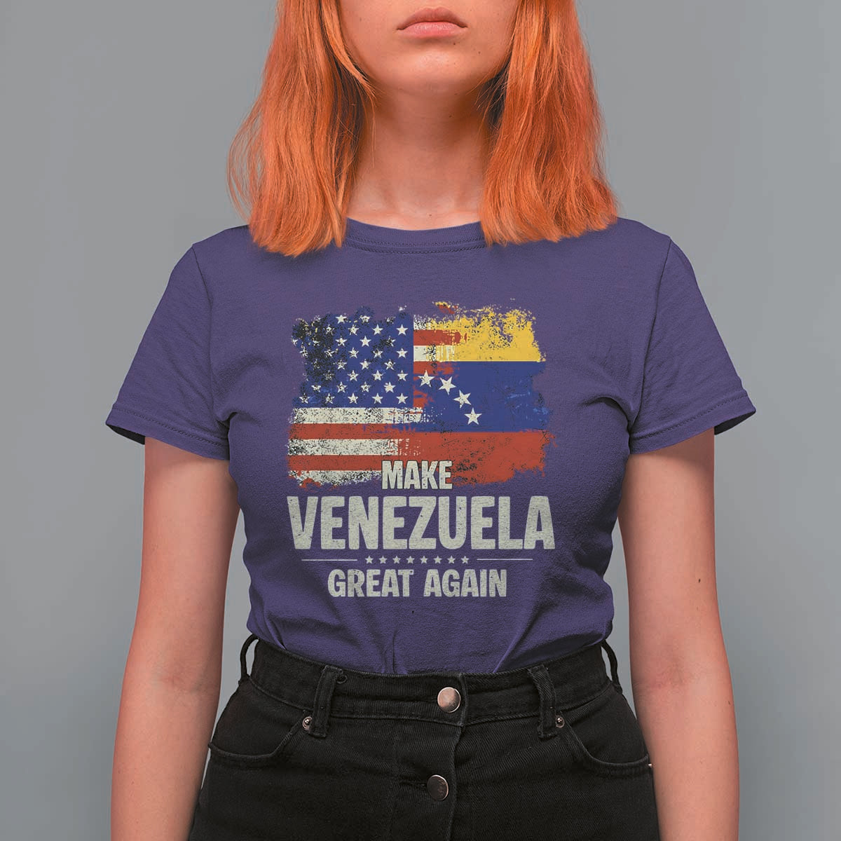 Make Venezuela Great Again T Shirt For Women Distressed US  and Venezuela Flag Unity - Wonder Print Shop