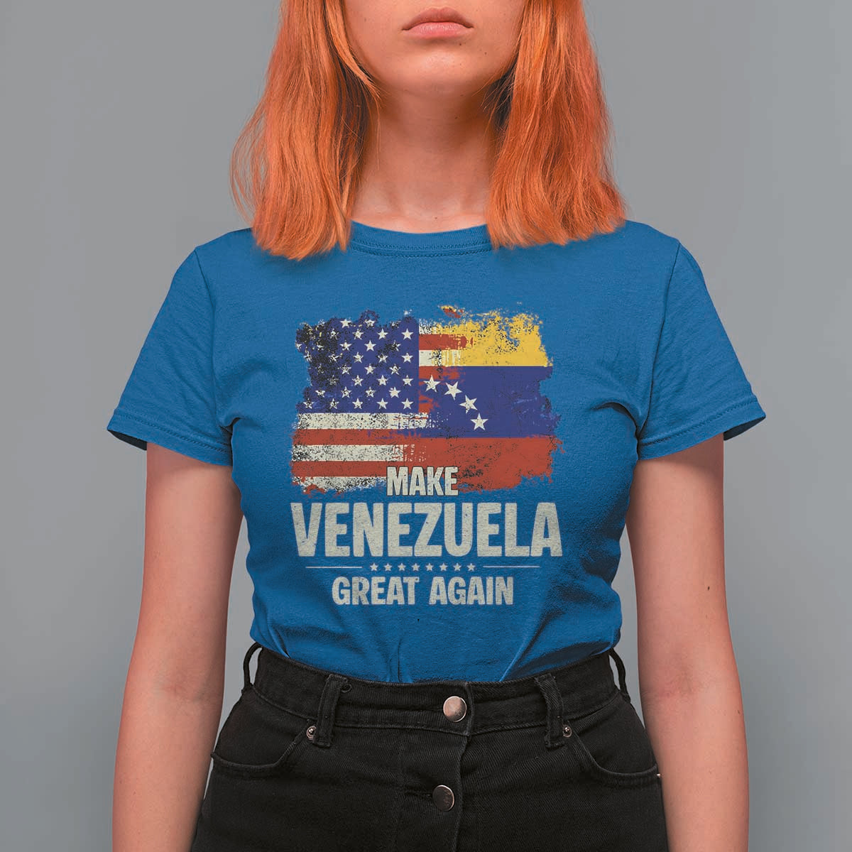 Make Venezuela Great Again T Shirt For Women Distressed US  and Venezuela Flag Unity - Wonder Print Shop