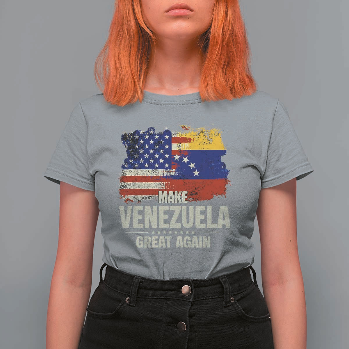 Make Venezuela Great Again T Shirt For Women Distressed US  and Venezuela Flag Unity - Wonder Print Shop