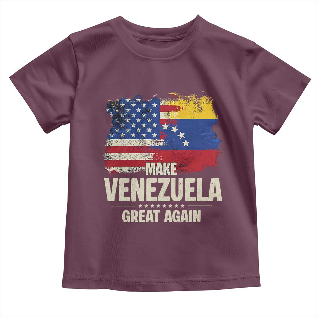 Make Venezuela Great Again Toddler T Shirt Distressed US  and Venezuela Flag Unity - Wonder Print Shop